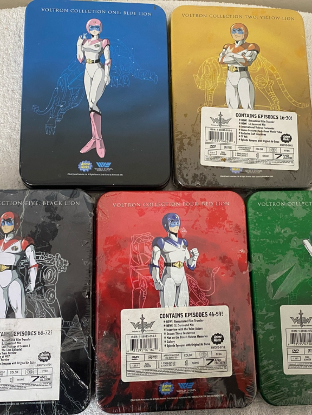 Voltron Collection Tin Set - Multi Color Lions (Black, Blue, Red, Yellow, Green)